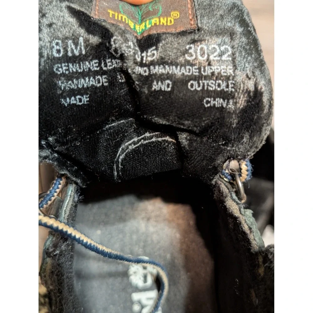 Timberland‎ Euro Hiker Boots Black Leather Tan Fabric Size 8M